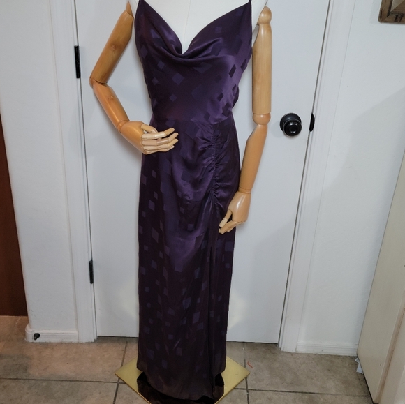 Milly Lilliana Purple Geometric Jacquard Silk-Blend Engagement Midi Dress Size 6 - Picture 1 of 9